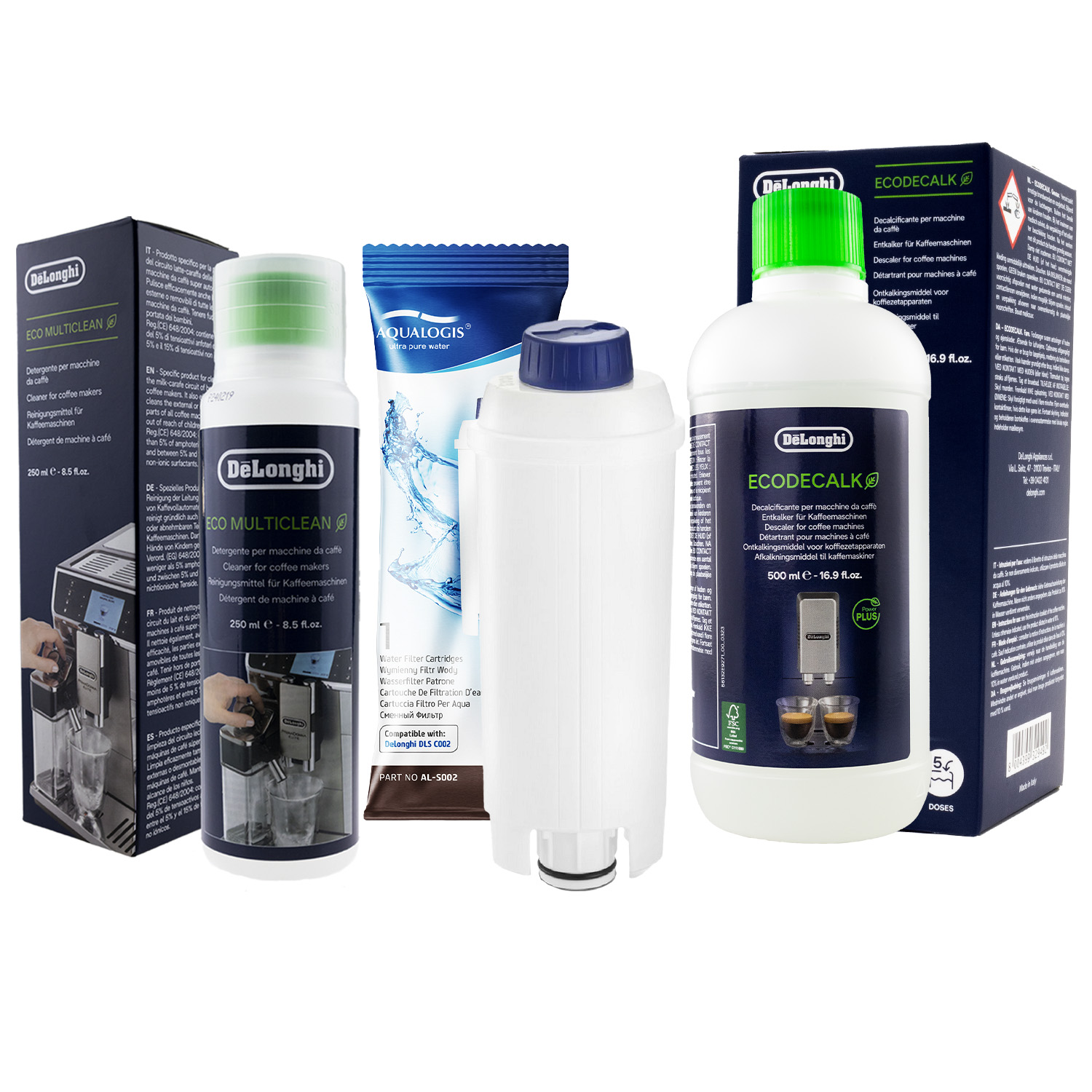 Filtr Do Ekspresu Delonghi AL-S002 + EcoDecalk 500ml + SER3013 250ml