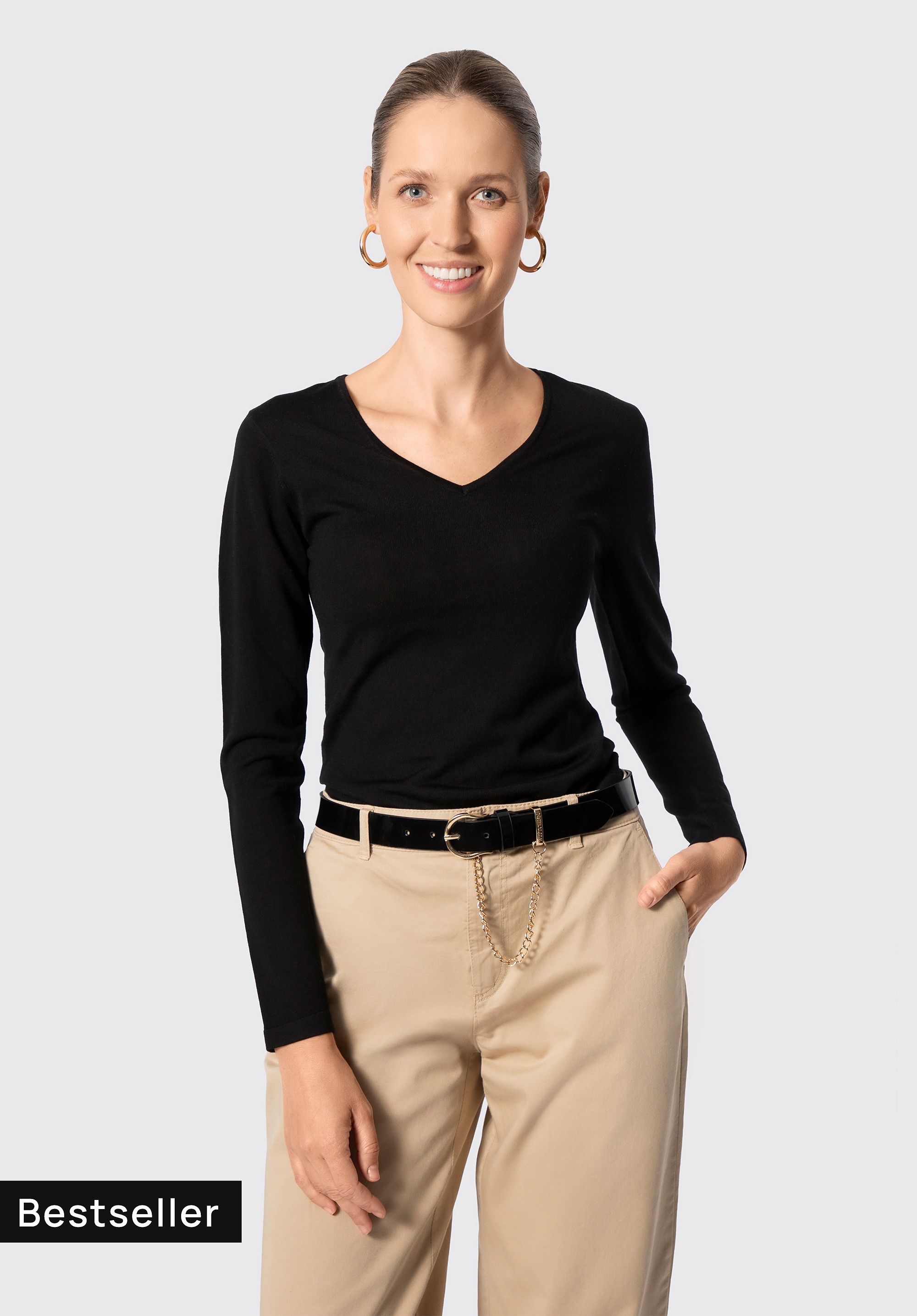 Sweter damski z wełny merino czarny