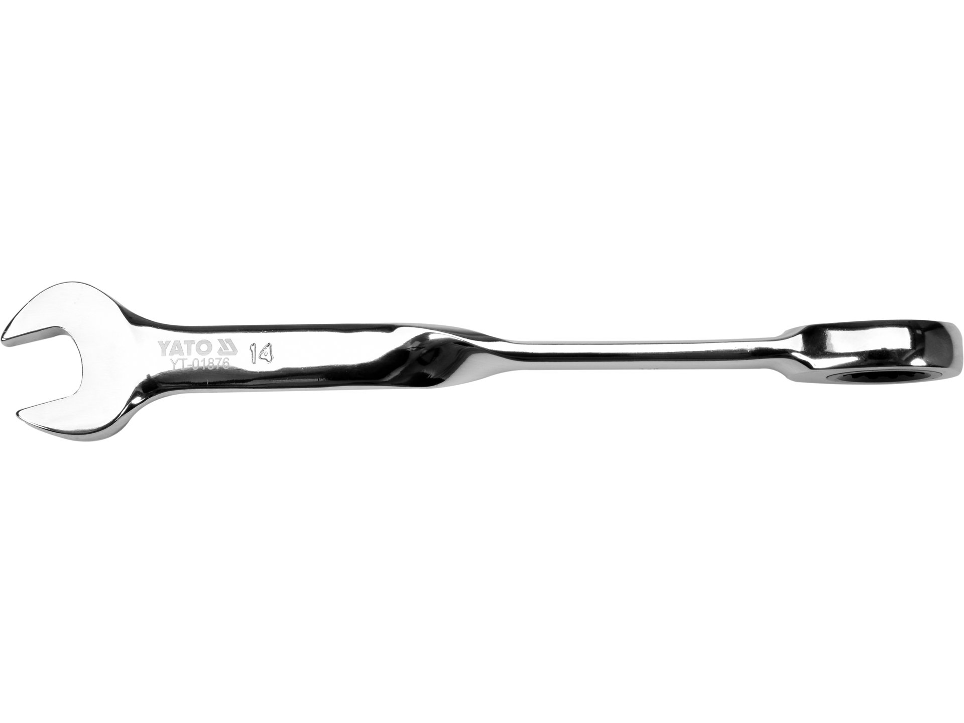 Klucz płasko oczkowy YATO z grzechotką skręcony 14mm ergonomiczny YT-01876