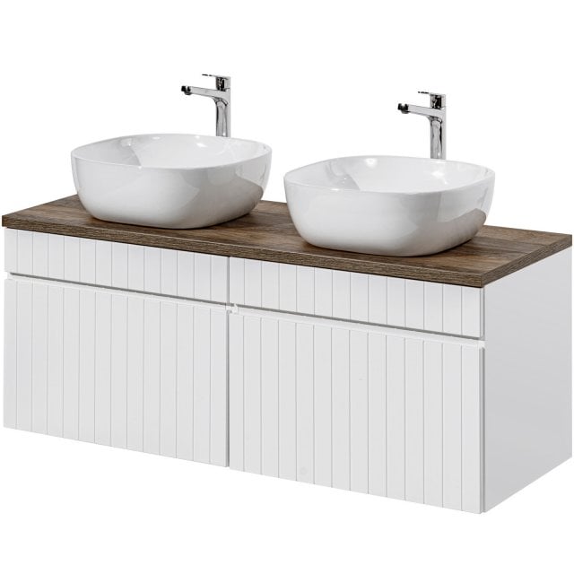 COMAD Zestaw mebli ICONIC WHITE 2 szafki z blatem SANTA FE OAK 120 cm