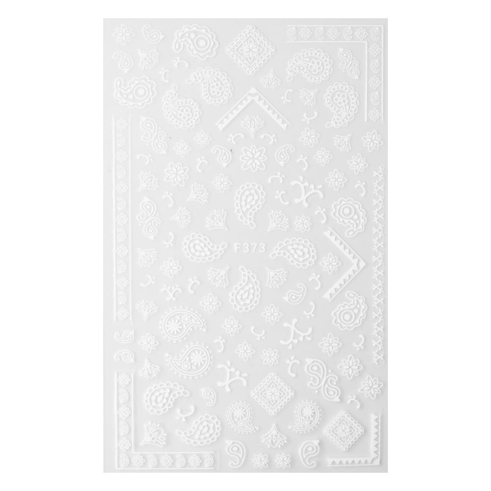 Naklejki do paznokci cienkie samoprzylepne ornamenty F373 białe