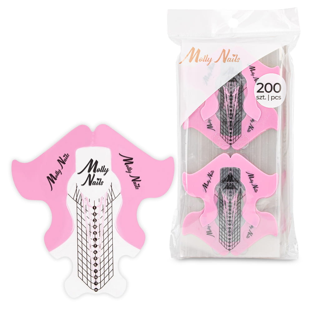 Szablony formy do przedłużania paznokci Molly Nails transparentny róż 200 szt