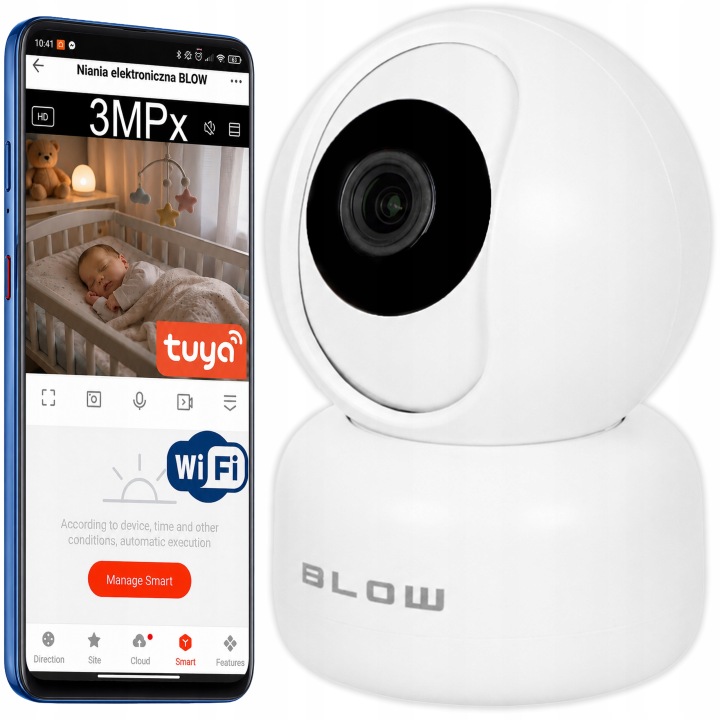 BLOW Kamera IP WiFi HD 3MP 78-652 T263 TUYA wewnętrzna obrotowa - Henryx24