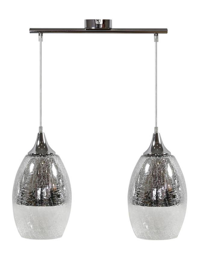 Srebrna lampa wisząca regulowana 2-płomienna do salonu CELIA metal szkło
