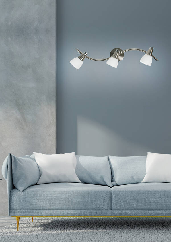 Srebrna lampa wisząca 3-punktowa do salonu SELIA metal i szkło
