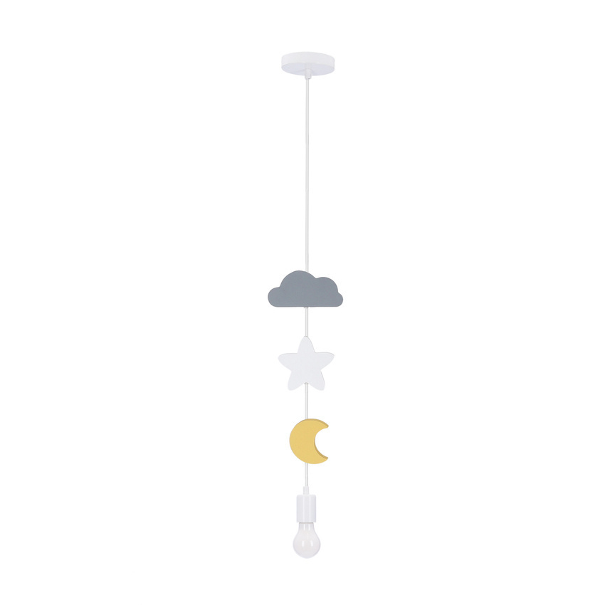 Wielokolorowa lampa wisząca regulowana do pokoju dziecka MOON SC 1xE27 metal MDF