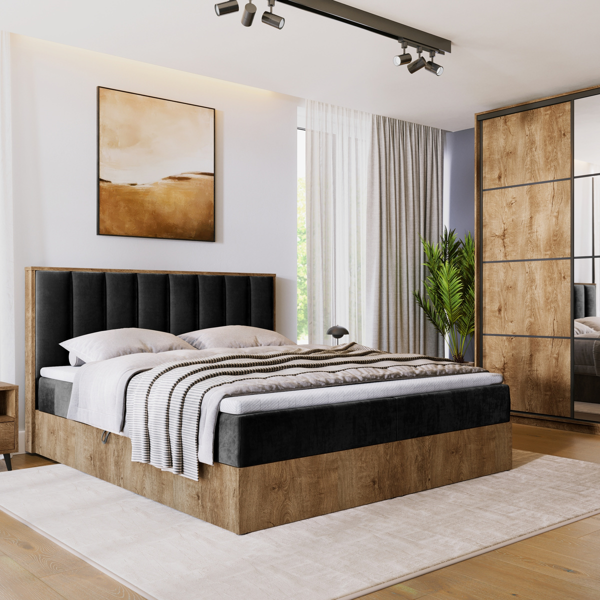 Łóżko kontynentalne 180x200 do sypialni LOFT II z pojemnikiem