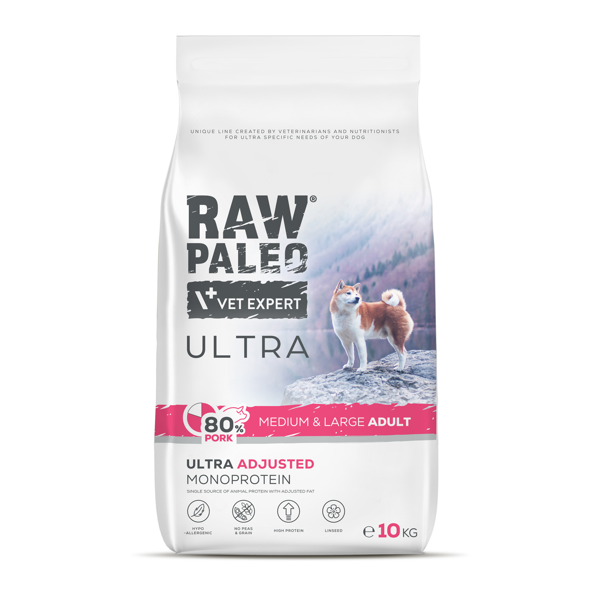 Pork Adult Medium & Large | RAW PALEO Ultra | 10kg | Sucha karma z wieprzowiną dla psów ras średnich i dużych