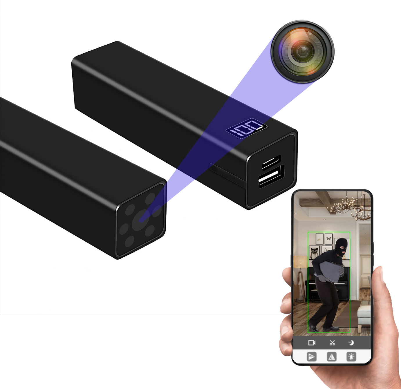Ukryta kamera WiFI w powerbanku MK-P25