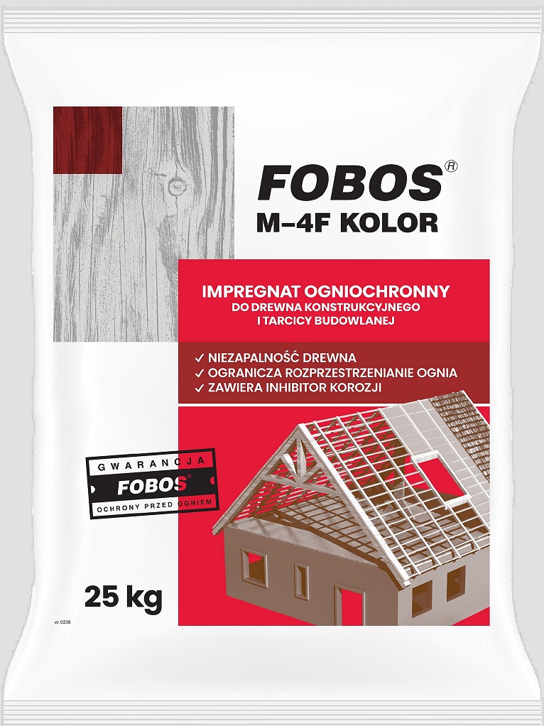 Impregnat Przeciwpożarowy do Drewna Fobos M-4F Ochrona Przeciwpożarowa 25kg