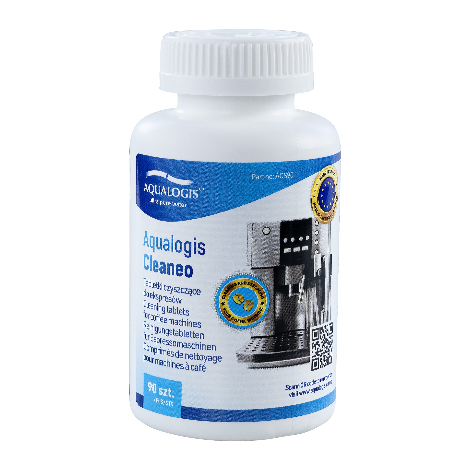 Aqualogis Cleaneo 90szt Tabletki czyszczące do ekspresu plastikowy słoiczek