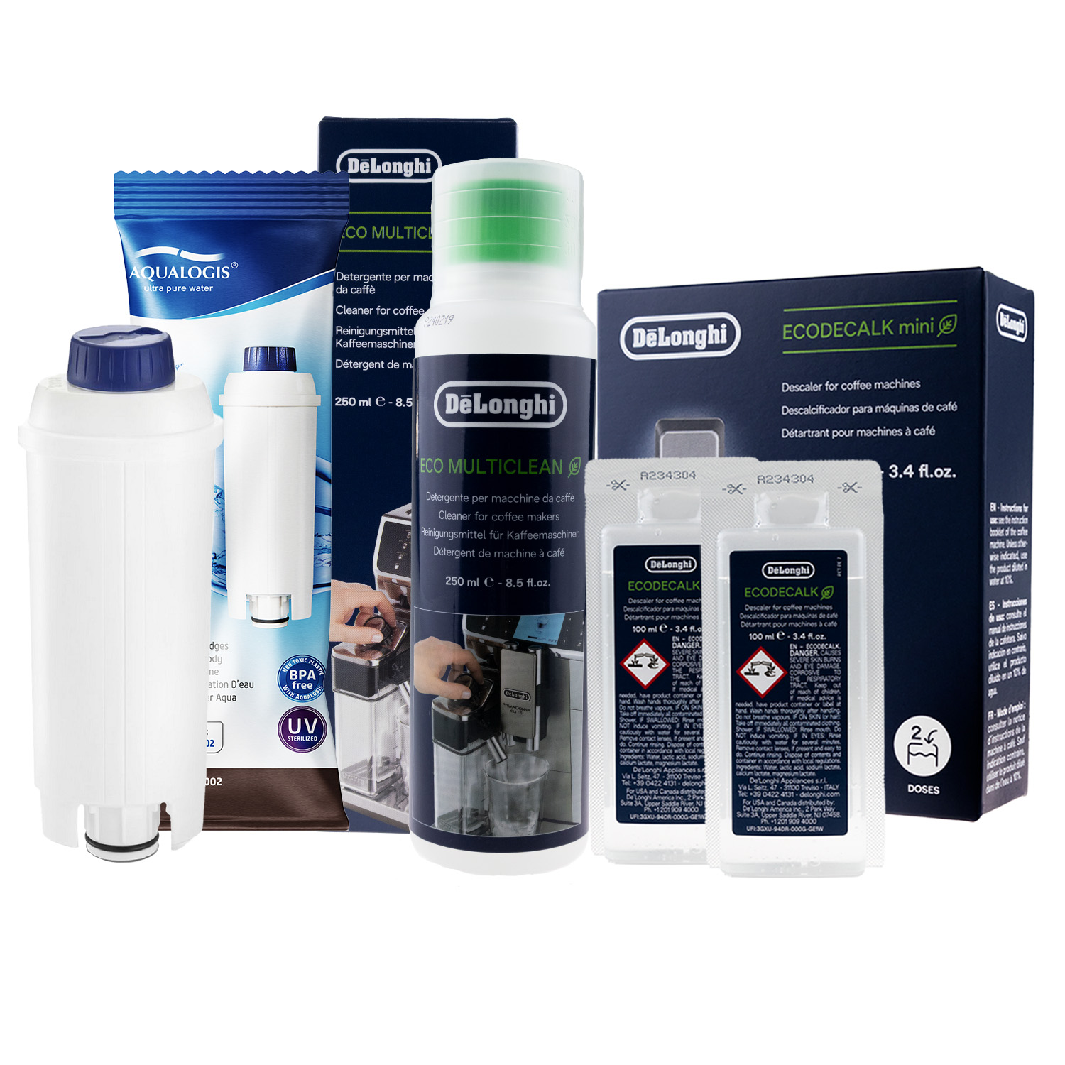 Filtr Do Ekspresu Delonghi AL-S002 + EcoDecalk 200ml + SER3013 250ml