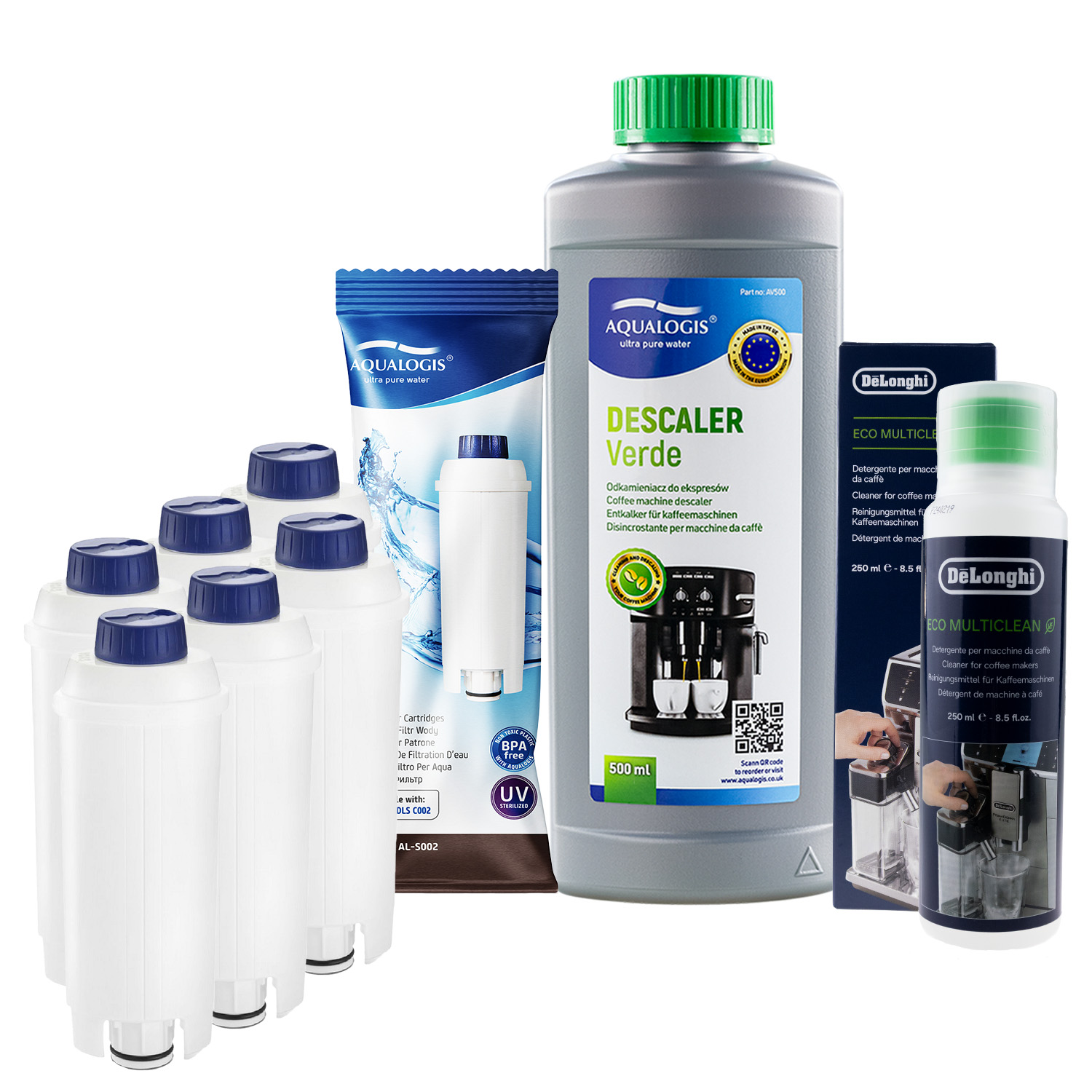 6x Filtr Do Ekspresu Delonghi AL-S002 + DLSC550 + Odkamieniacz 500ml