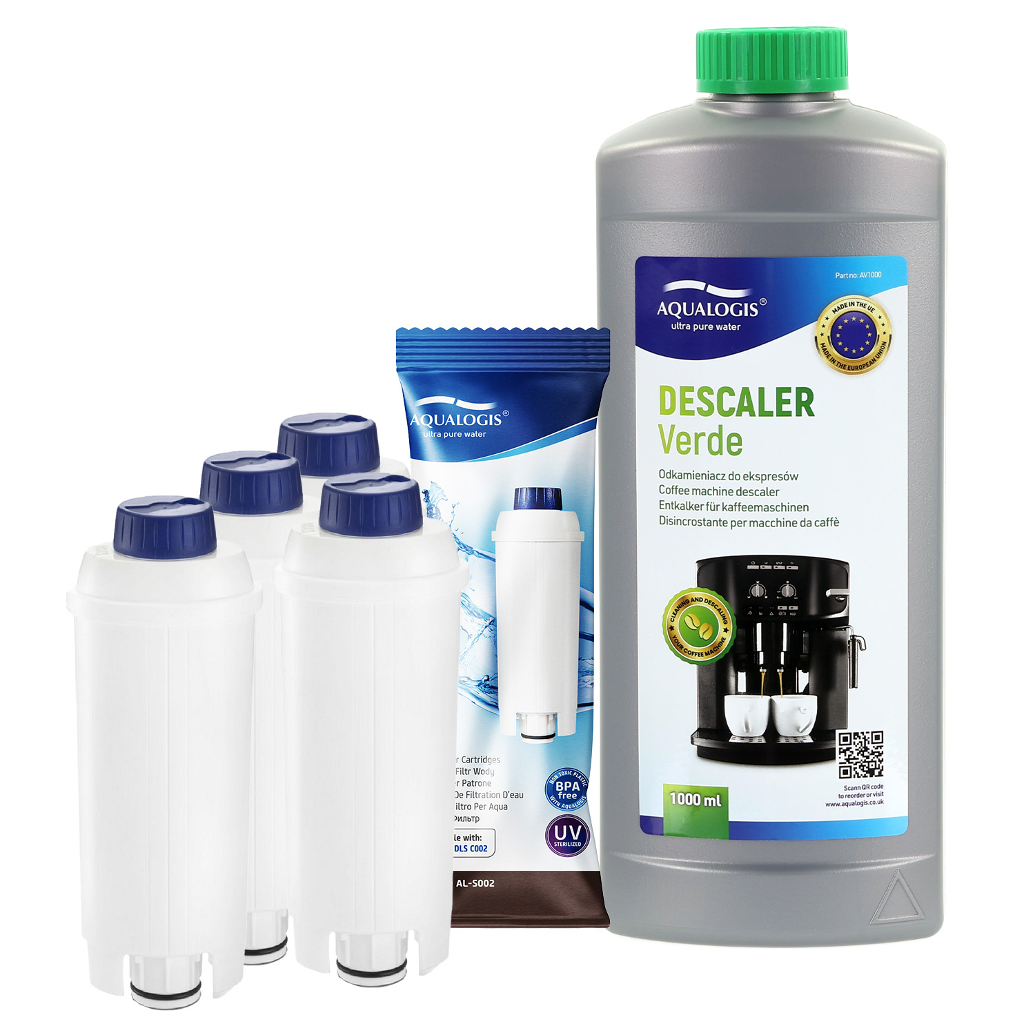 4x Filtr Do Ekspresu Delonghi AL-S002 + Odkamieniacz 1L