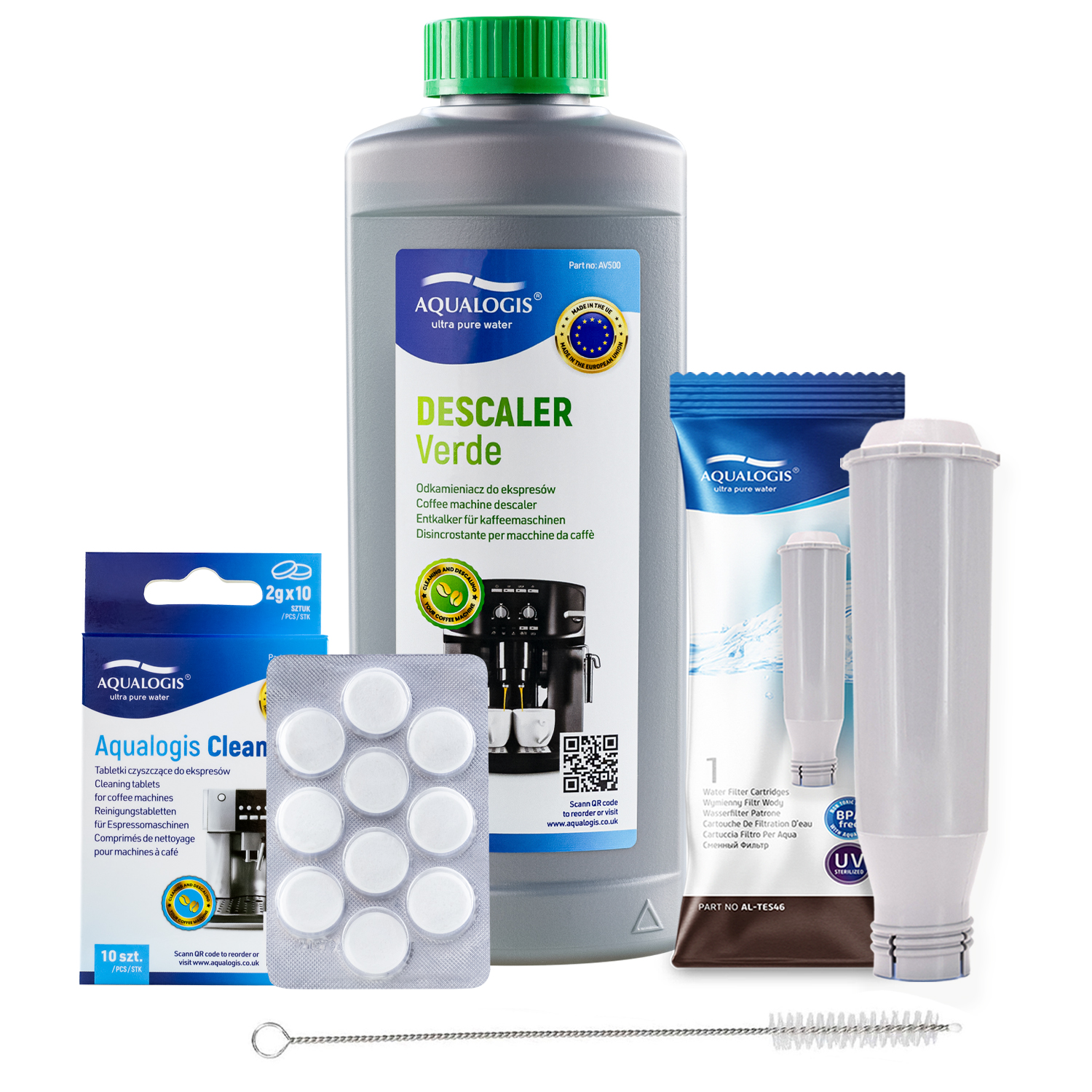 Filtr AL-TES46 do ekspresu Bosch/Siemens + Tabletki, Odkamieniacz, szczotka