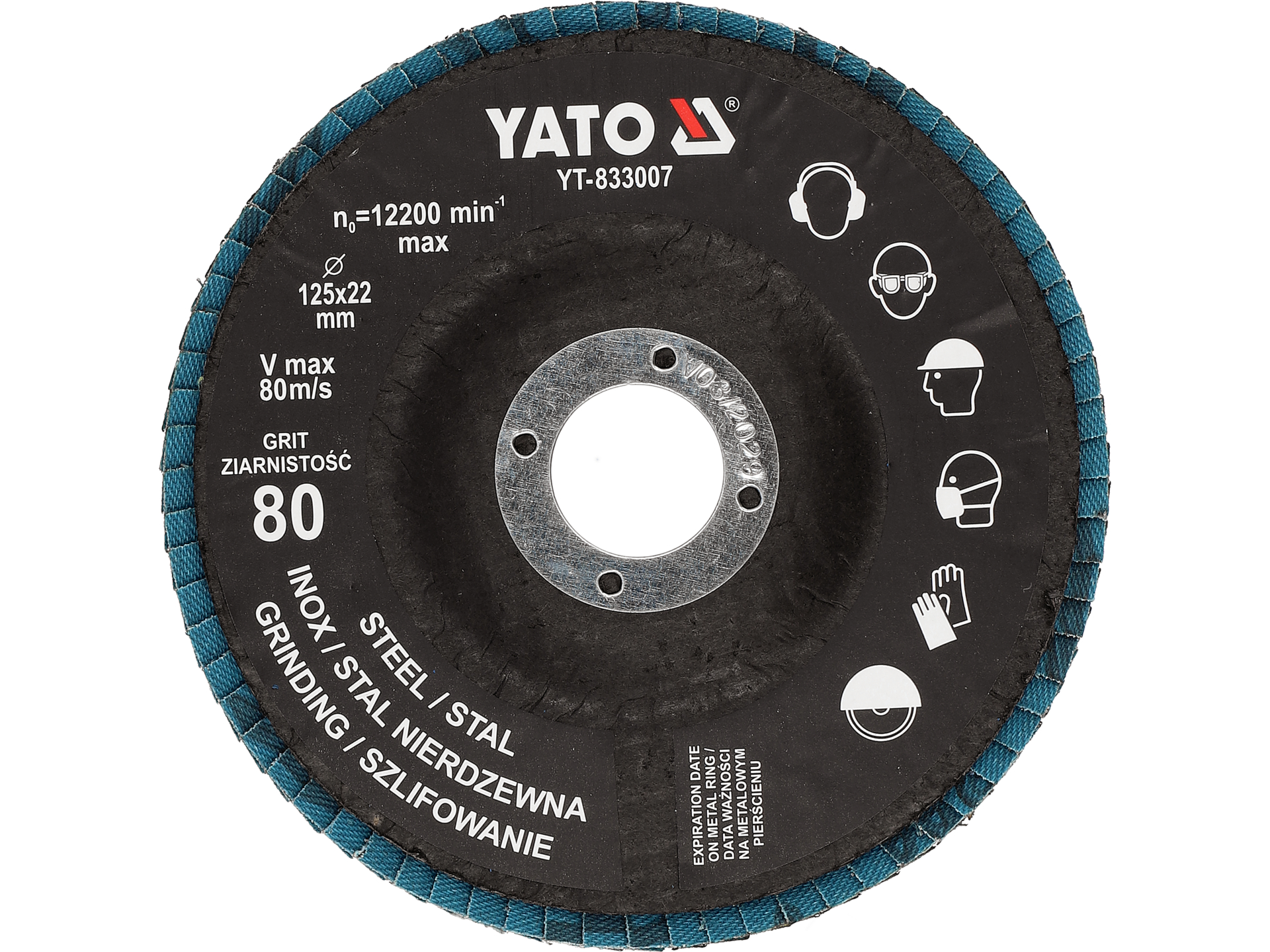 Tarcza do szlifowania INOX P80 125mm (1 szt.) niebieska YATO YT-833007