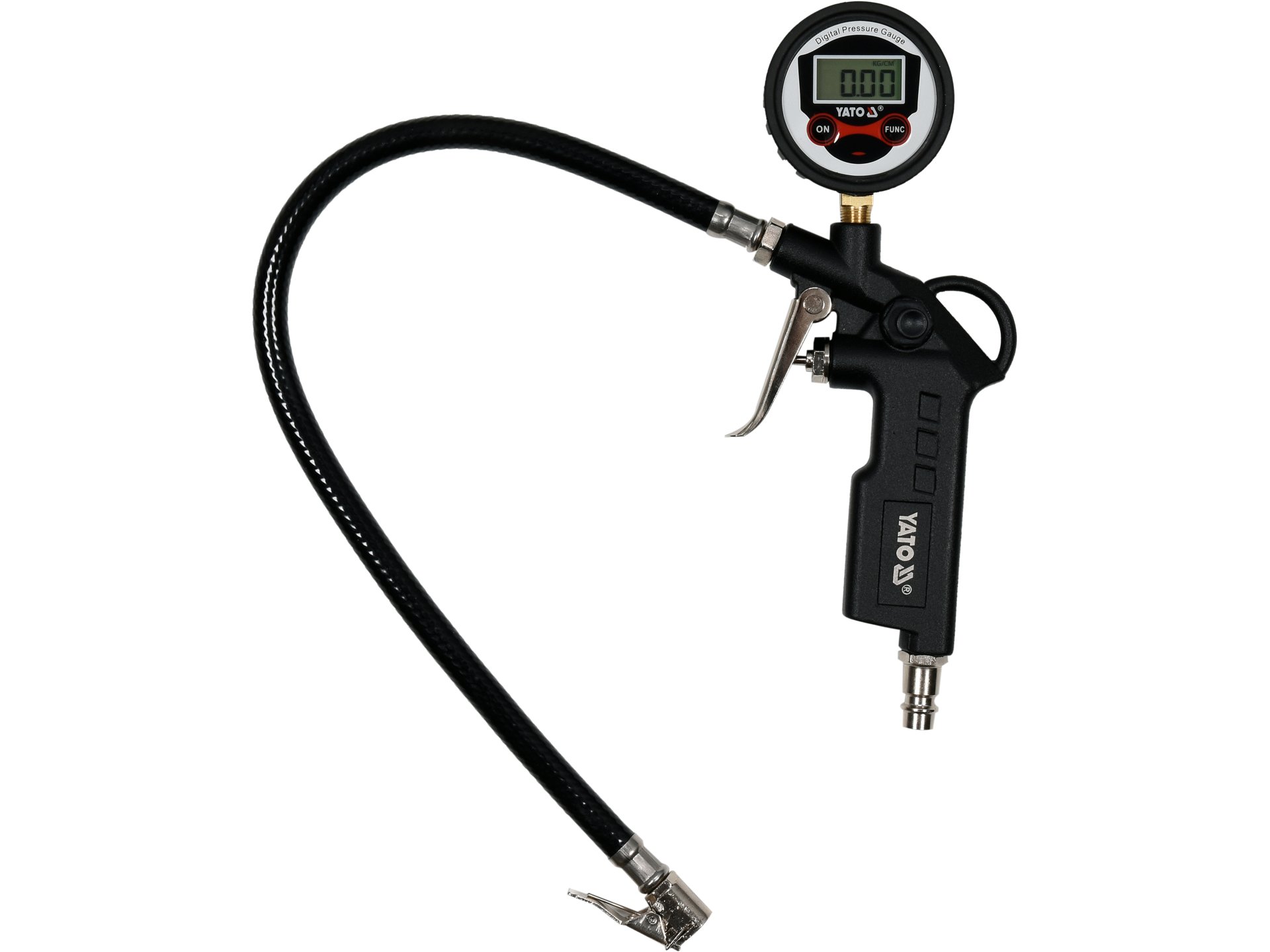 Pistolet do pompowania YATO z manometrem lcd wąż 44cm 0.8 mpa YT-23702