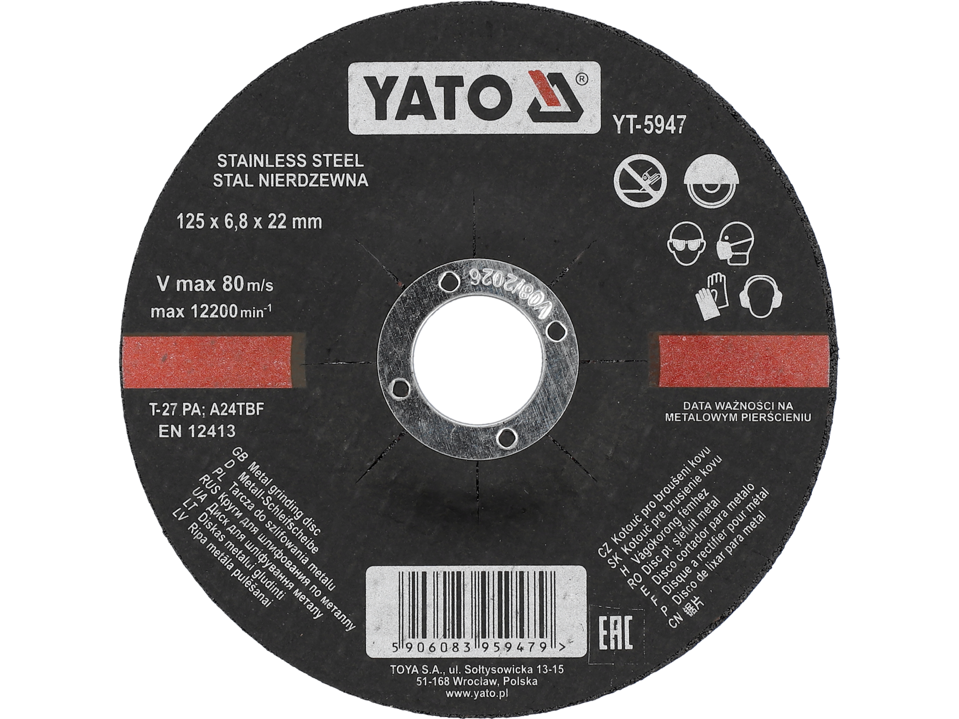 Tarcza ścierna do stali YATO 125x22 2mm do szlifowania INOX nierdzewna YT-5947