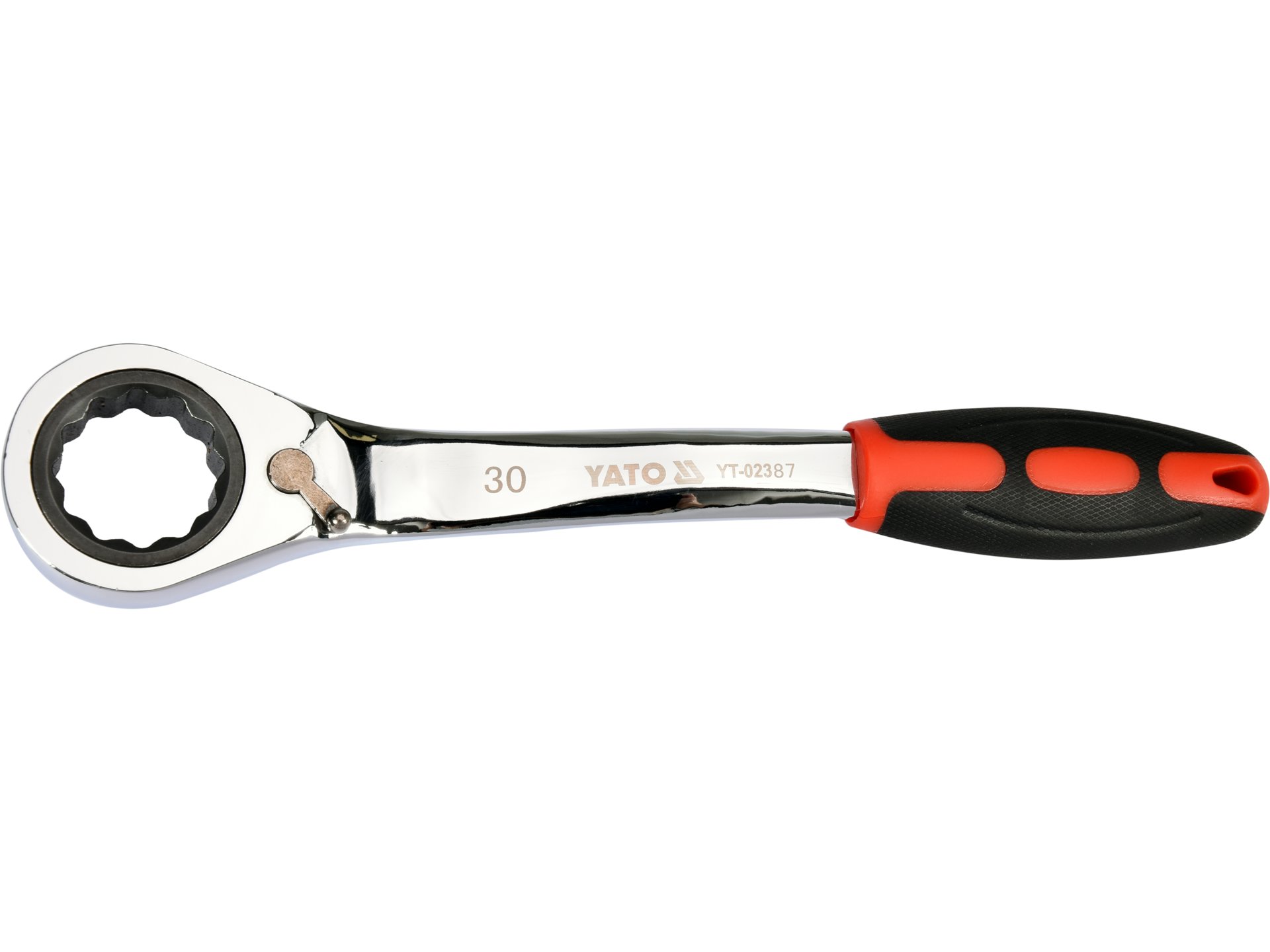 Klucz oczkowy z grzechotką YATO odgięty 30mm 72 zęby stal CrV YT-02387