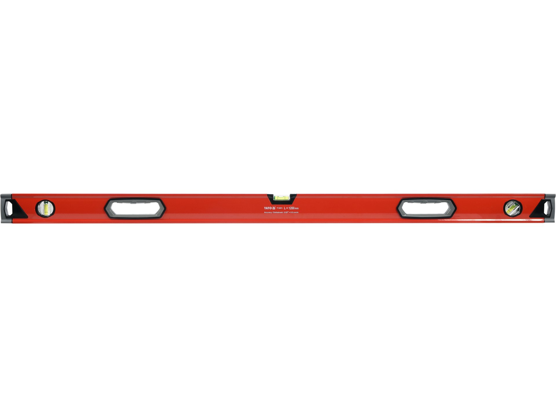 Poziomnica aluminiowa YATO 120cm 3 libelle 2 uchwyty budowlana YT-30074