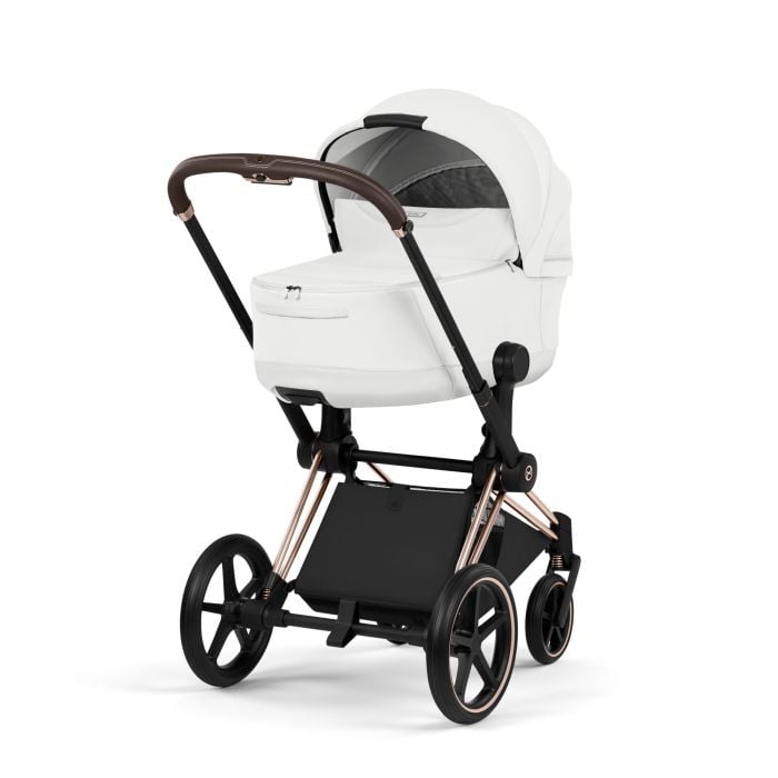 Cybex Priam 5.0 Style - wózek głęboko-spacerowy 2w1-Off White-Rosegold (with brown lether)
