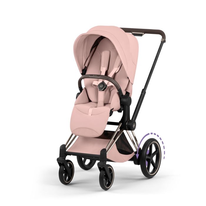 Cybex e-Priam 5.0 Style - elektryczny wózek spacerowy-Peach Pink-Champagne Gold