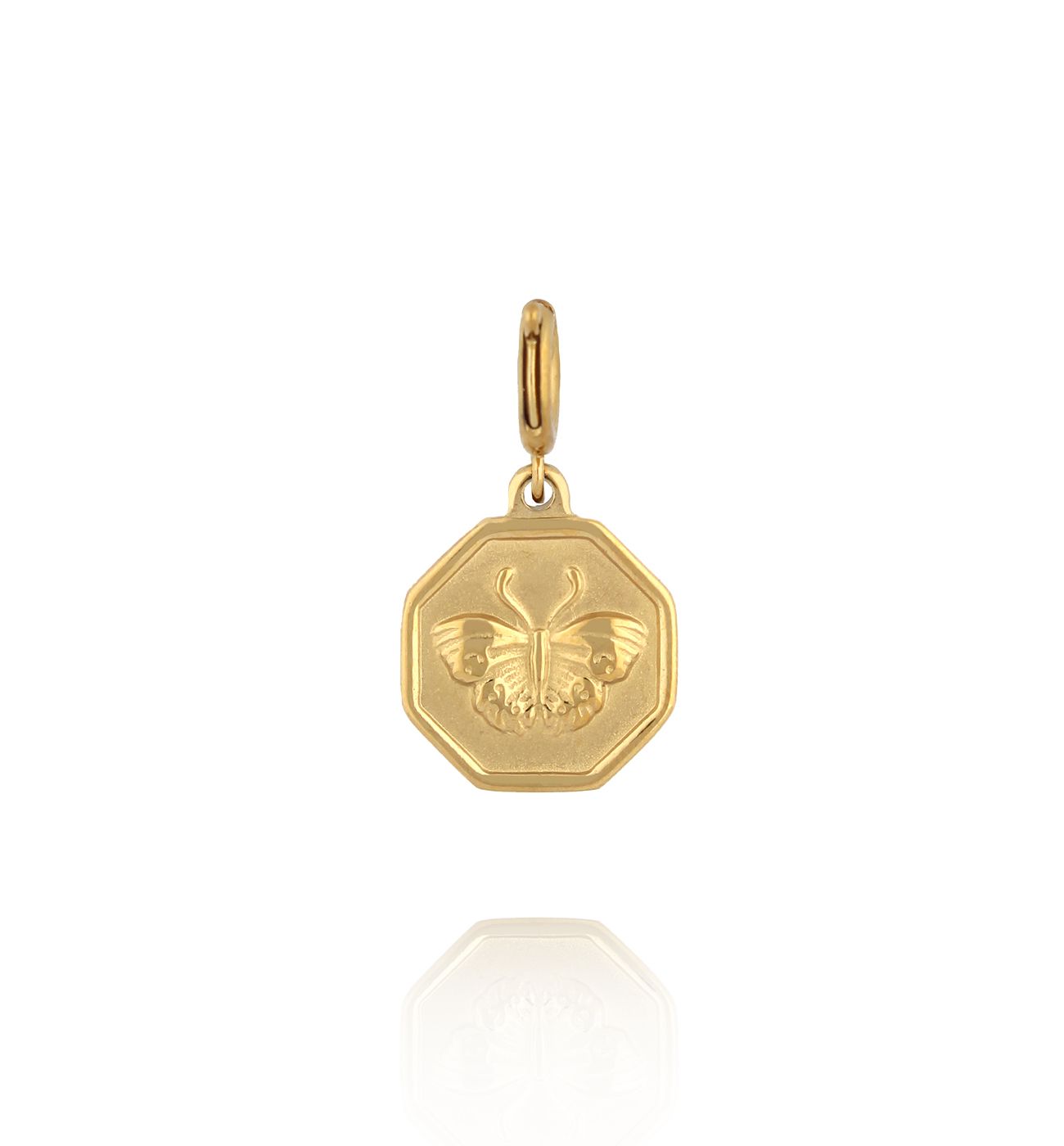 Charms złoty motyl w ozdobnej ramce CHA0105 - By Dziubeka
