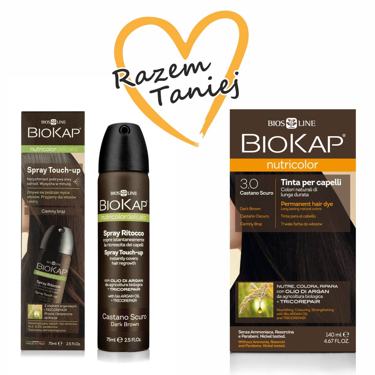 Zestaw do włosów Ciemno Brązowych (Farba 3.0 + spray na odrost)