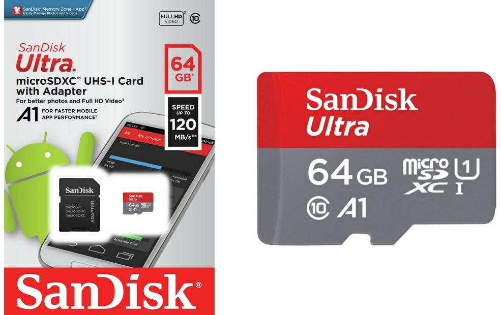 SanDisk Micro SDXC 64GB 120MB/s A1 cl10 SDSQUA4-064G-GN6MA - Henryx24