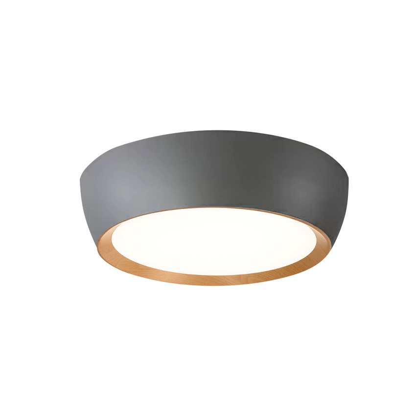 Szaro brązowa lampa sufitowa plafon z białym kloszem ABRUZZO metal