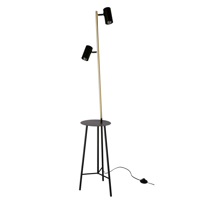 Czarna lampa podłogowa stojąca do salonu PERRET 164 cm metal