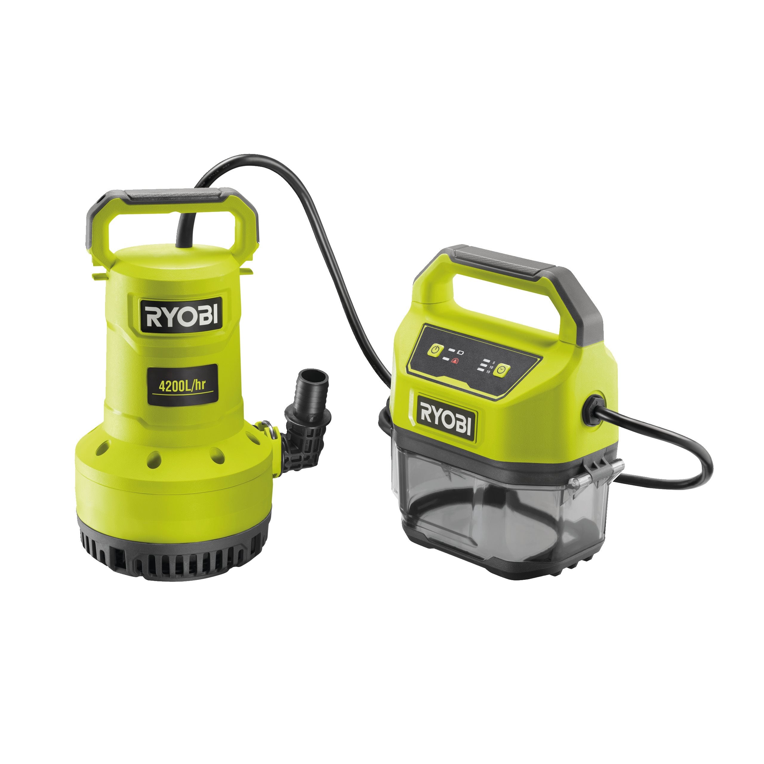 Zanurzeniowa pompa wodna do drenażu, przepływ 4200 l/h, akumulatorowa 18V ONE+