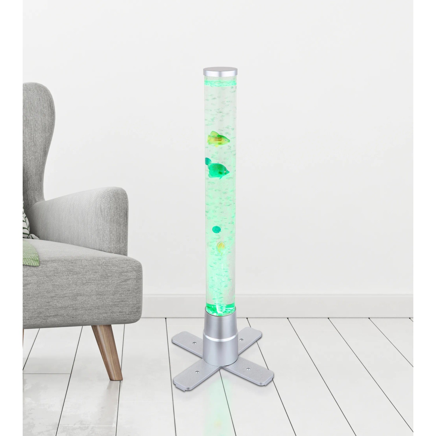Globo Lampa podłogowa LED Mendoza, 1-punktowa, srebrna, 246 x 246 x 611 mm