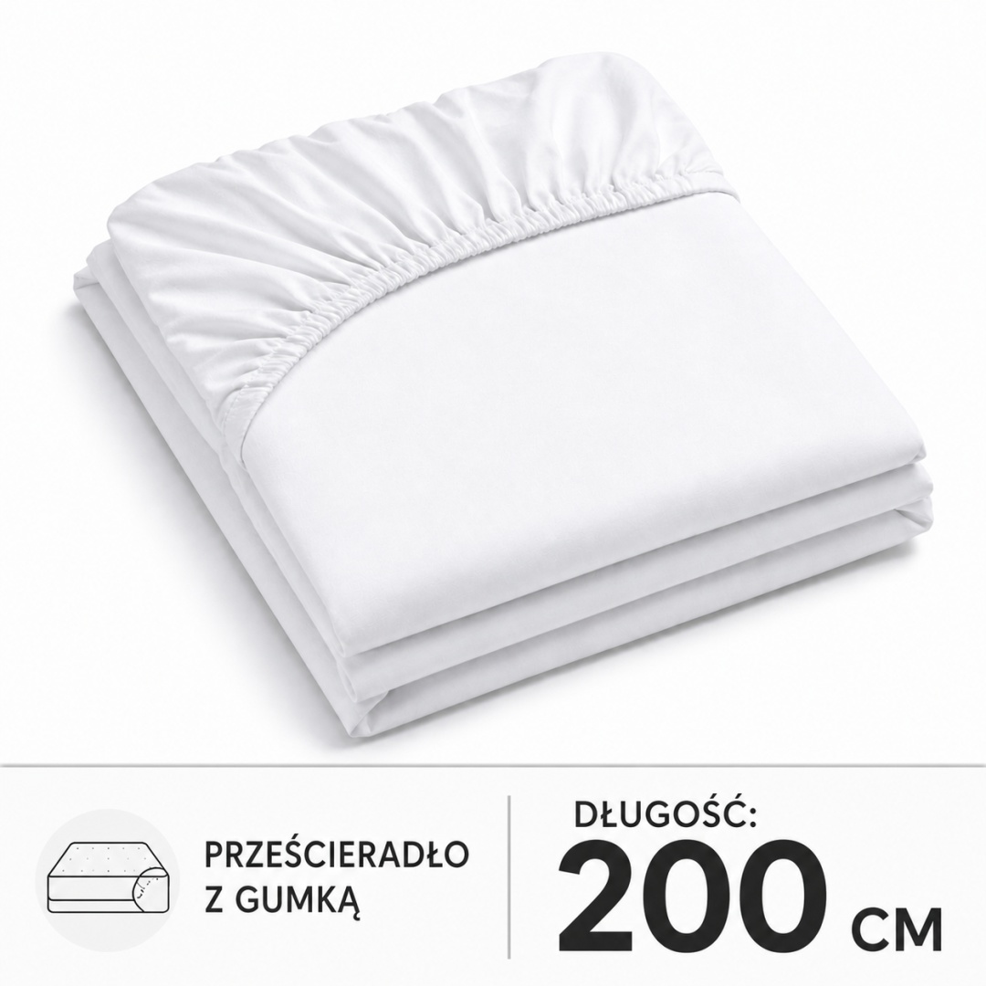 Prześcieradło z gumką bawełna płótno na materac o długości 200 cm