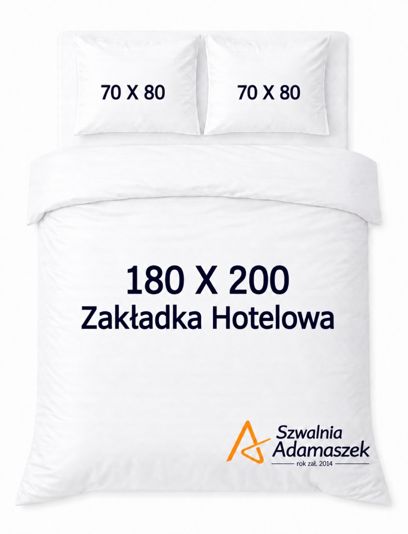Pościel Hotelowa Biała Satyna 180x200 + 2x poszewka 70x80 | 100% Bawełna – Zakładka Hotelowa | Szwalnia Adamaszek