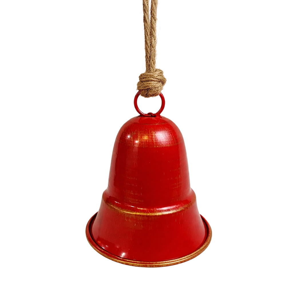 Zawieszka dzwonek metalowy czerwono/złoty 11cm
