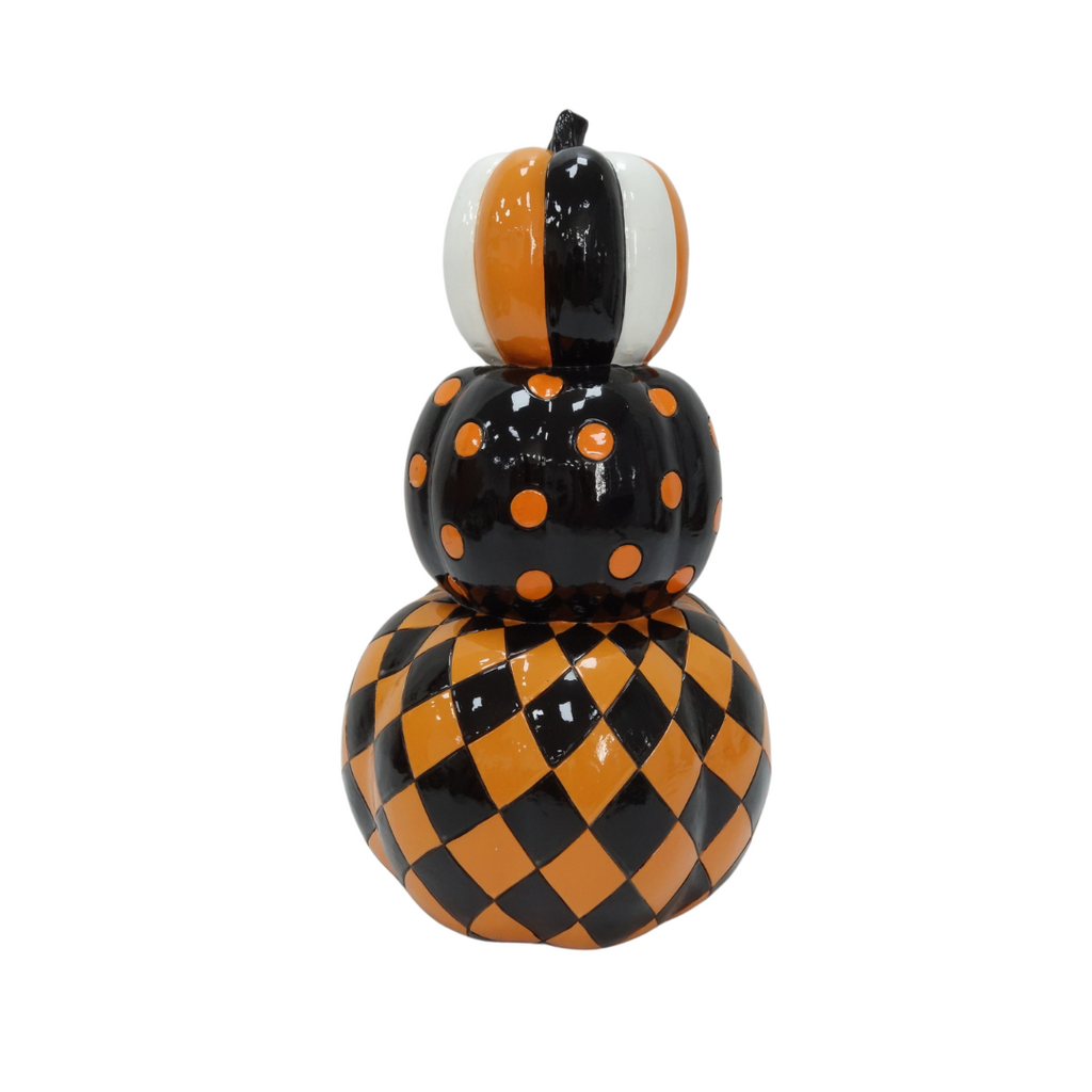 Stos dyń 3 sztuki czarno-pomarańczowo-białe 20 x 35 cm
