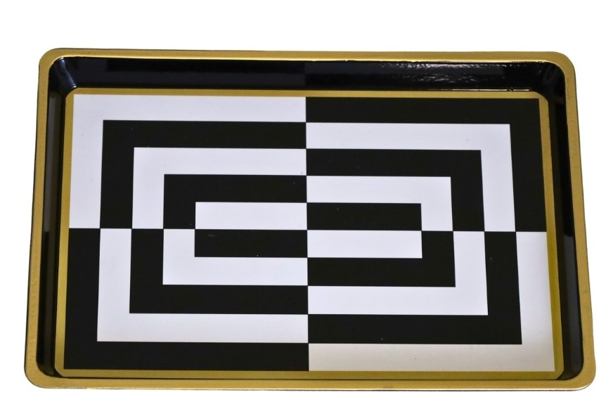Taca prostokąt biało-czarne pasy 25,5x17,5cm