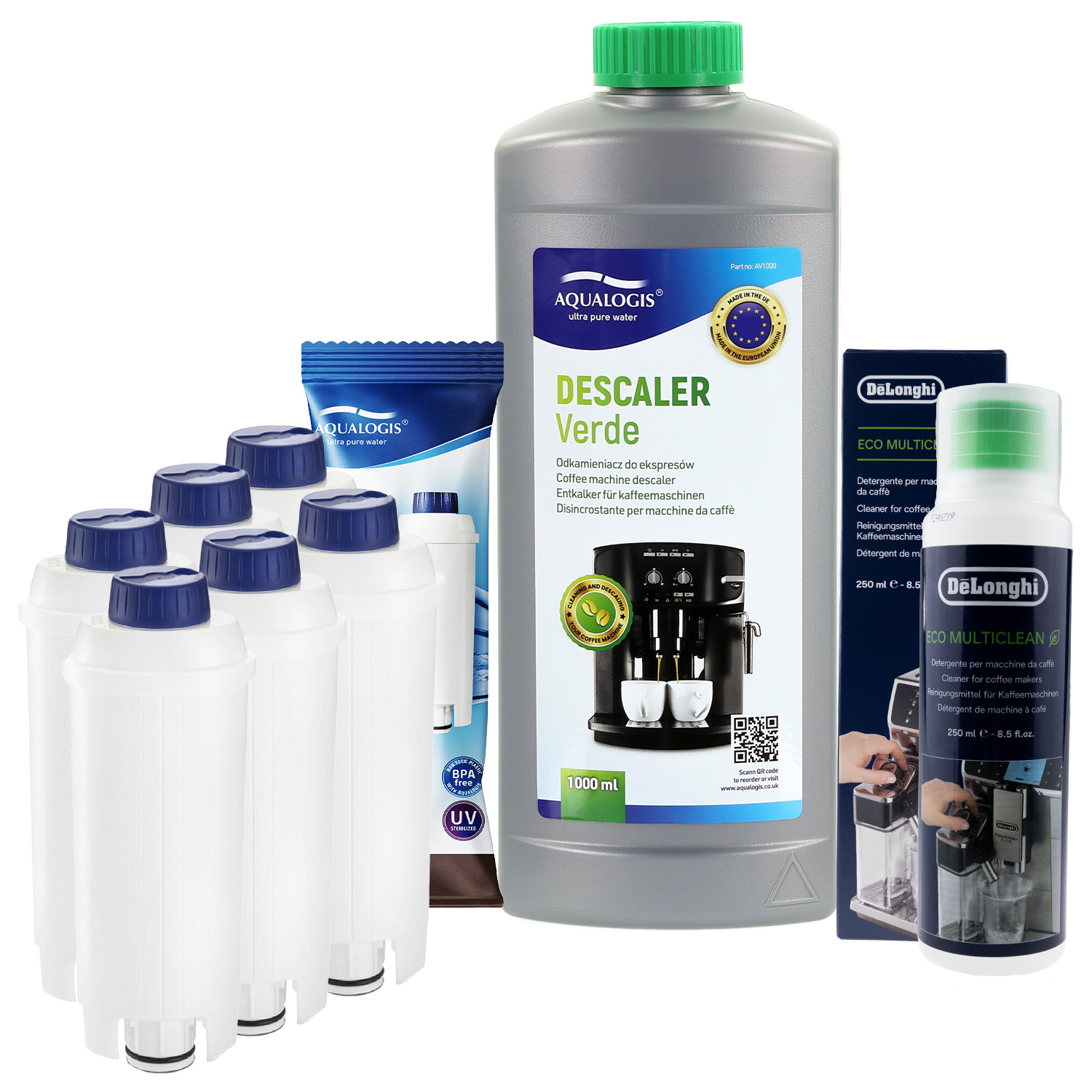 6x Filtr Do Ekspresu Delonghi AL-S002 + SER3013 250ml + Odkamieniacz 1L