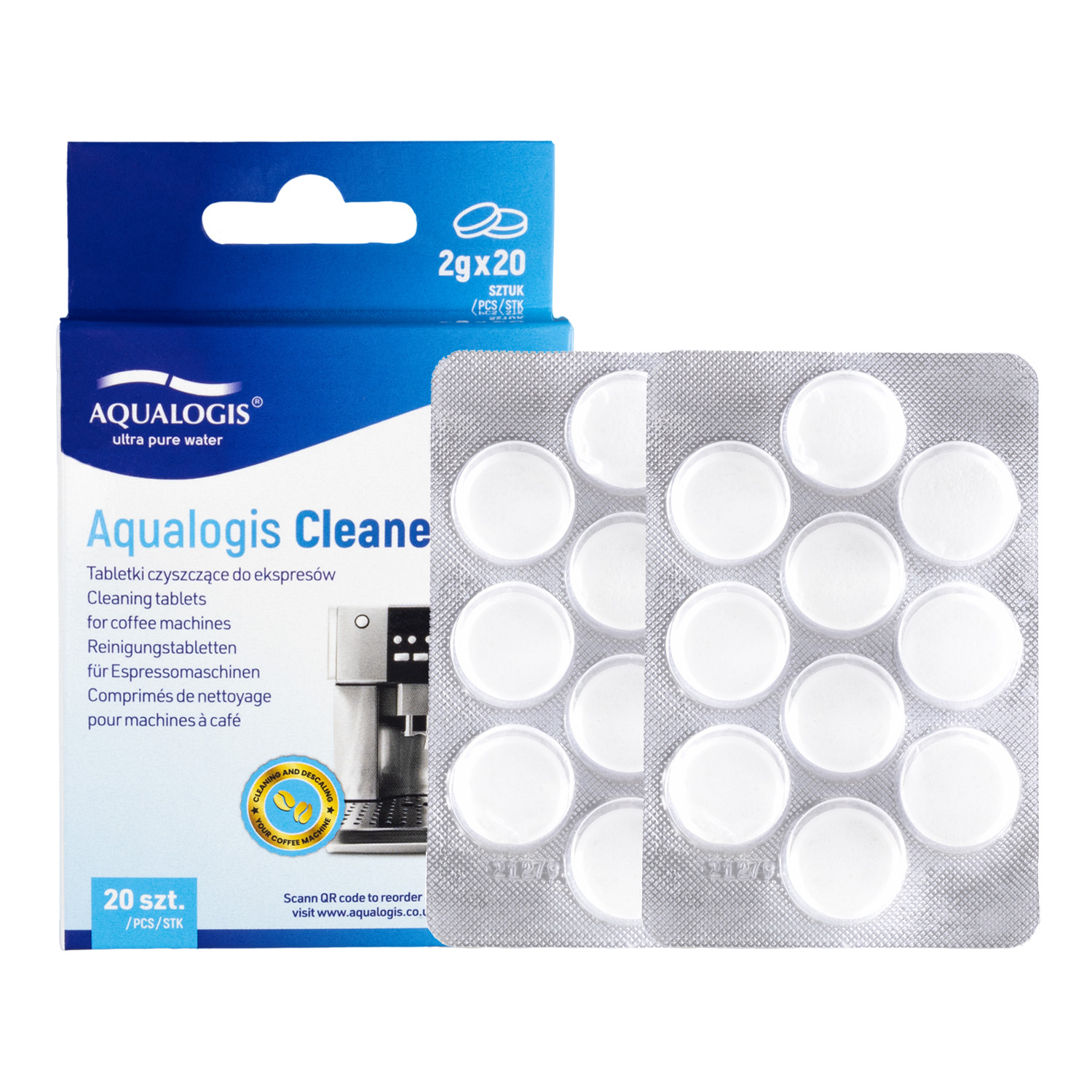 20 TABLETKI CZYSZCZĄCE CLEANEO DO EKSPRESU KRUPS XS3000, JURA, BOSCH TZ60001, SAECO CA6704