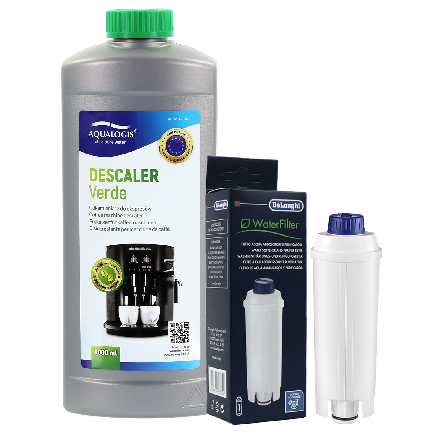 Filtr Wody DLSC002 Do Ekspresu Delonghi + Odkamieniacz Verde 1L