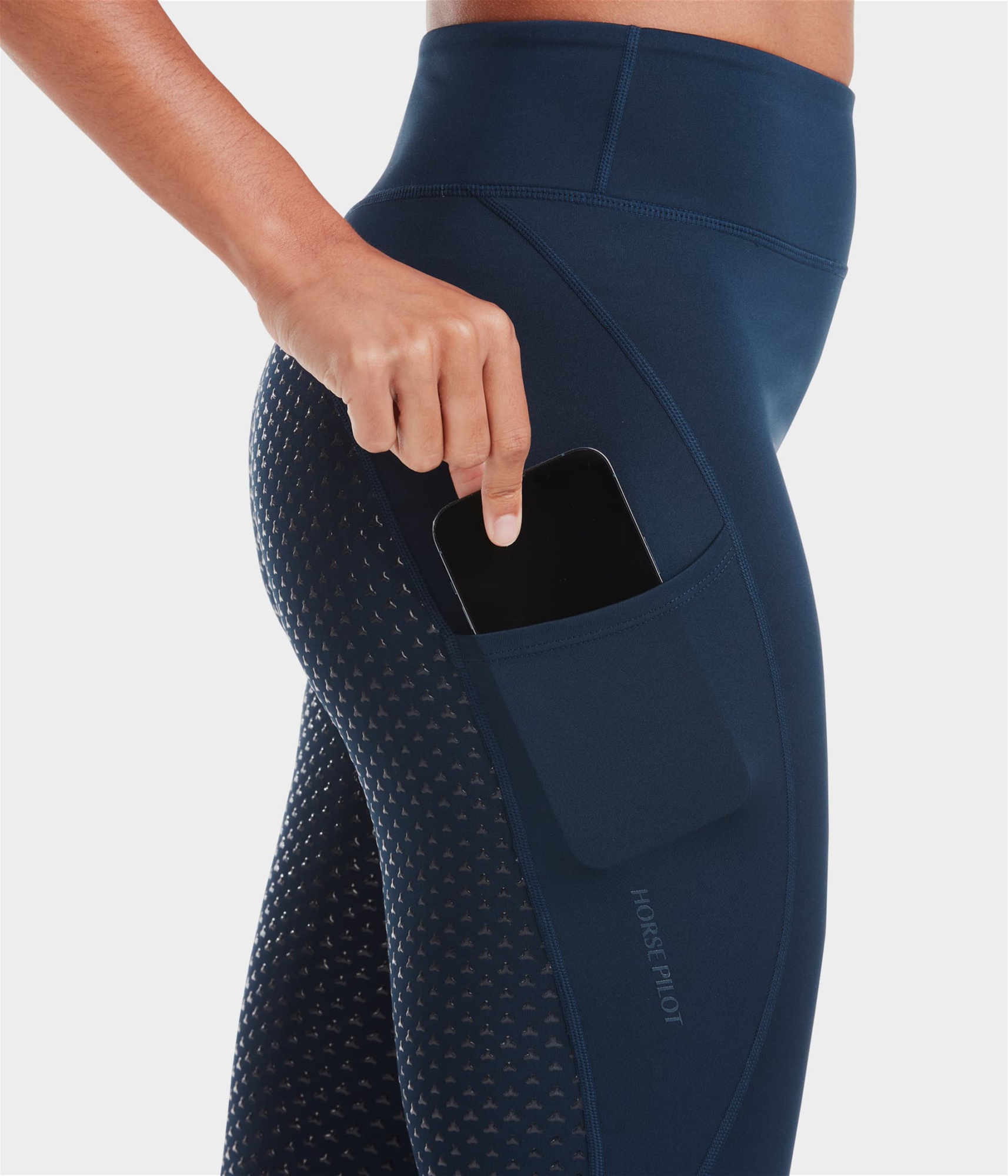 Horse Pilot legginsy do jazdy konnej z wysokim stanem, granatowe