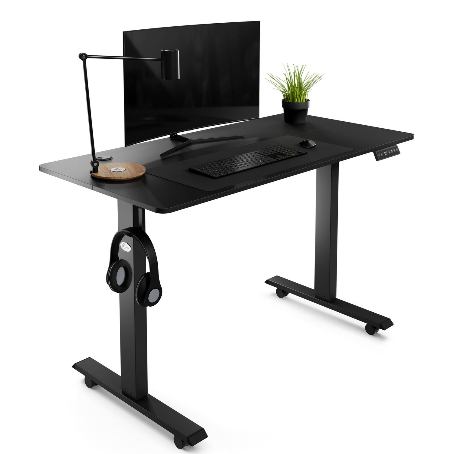 Höhenverstellbarer Schreibtisch Amone 120 x 60 cm - Schwarz