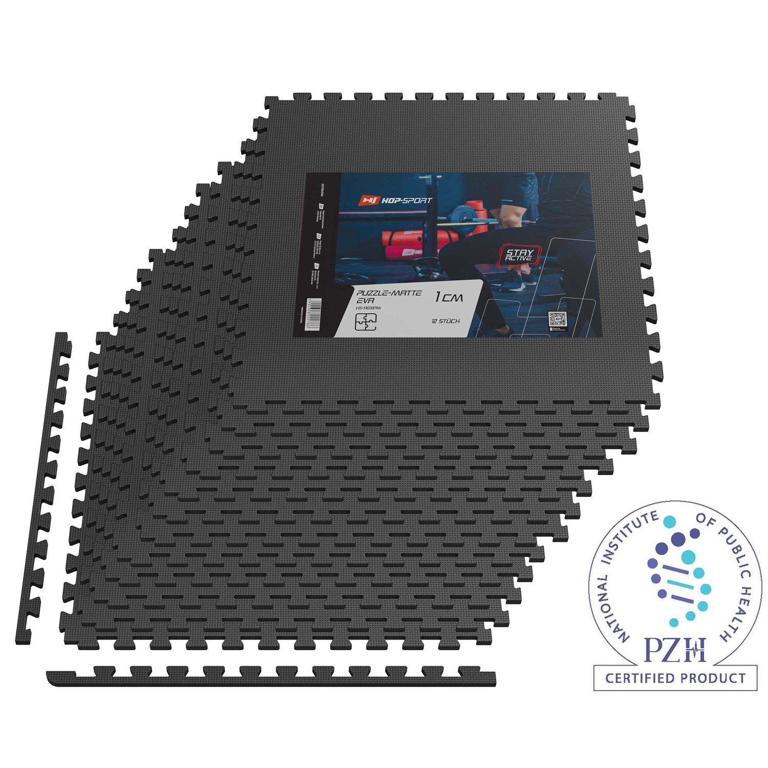 Puzzlematte EVA 1 cm Schwarz 12 Stück